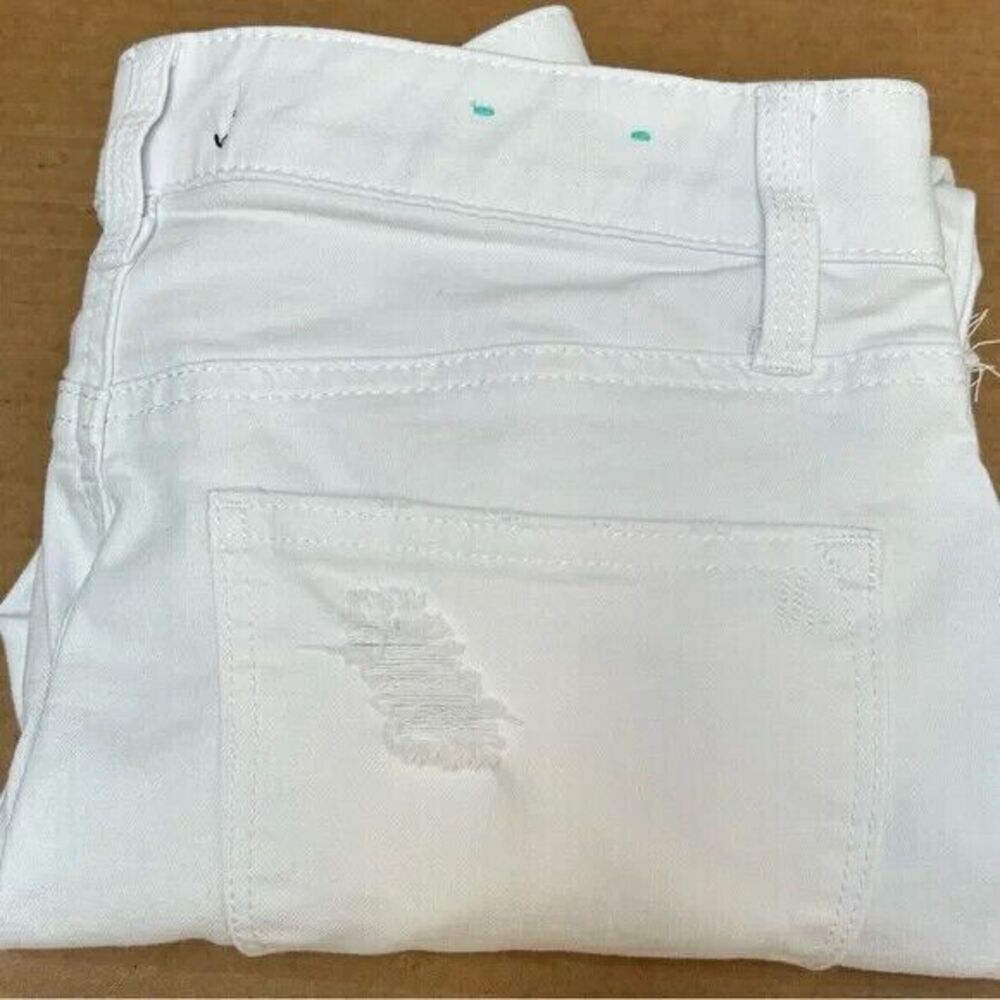 LuLaRoe Magic Waistband Stretch‎ Skinny Distressed White Jeans Raw Hem size 26